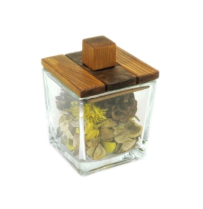 Pojemnik drewniano-szklany, duży, 500ml. 