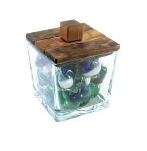 Pojemnik drewniano-szklany, bardzo duży, 900ml.