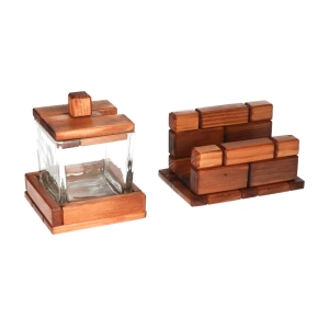 Zestaw Cukierniczka drewniano-szklana, Serwetnik.