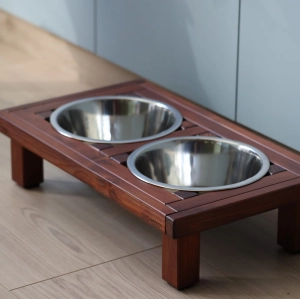 Stelaż plus Miski dla psa 2x1,8l. Ciemny